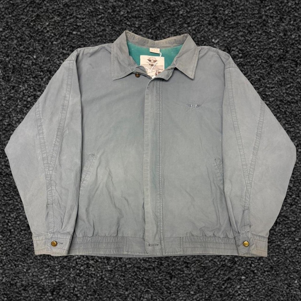 Vintage 90s Dockers by Levis Grey Windbreaker Jacket Green Liner XL Mens